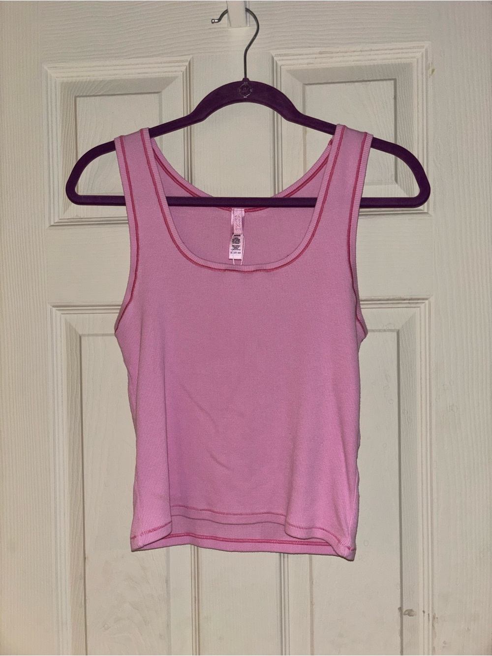 SKIMS Women's Pink Scoop Neck Tank Top - Casual Stretch Knit